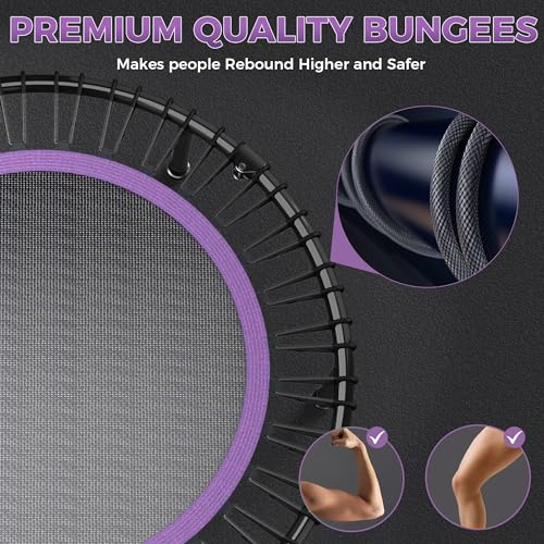 Image of 40 inch /48 inch Rebounder Trampoline for Adults with Bungee Cords, Exercise Rebounder for Adults Indoor /Outdoor Workout, Max Load 450 /550 LBS
