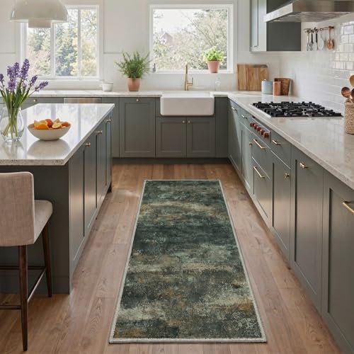 Image of BEIMO Area Rugs 8x10 for Living Room Bedroom, Modern Abstract Machine Washable Rug, Large Soft Low Pile Floor Carpet with Non Slip Backing for Dining Room, Smoky Sage Green