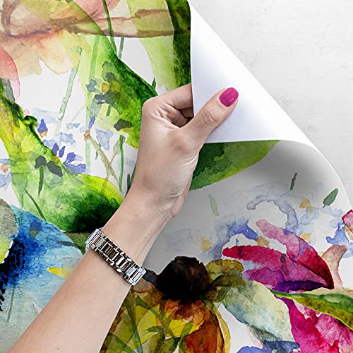 Papier peint latex 250x250cm fleurs stylisées rouge grand format mural