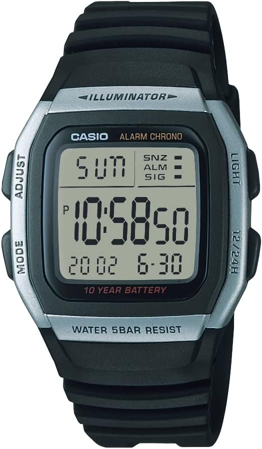 Mens Quartz Watch, Digital Display and Plastic Strap W-96H-1AVEF