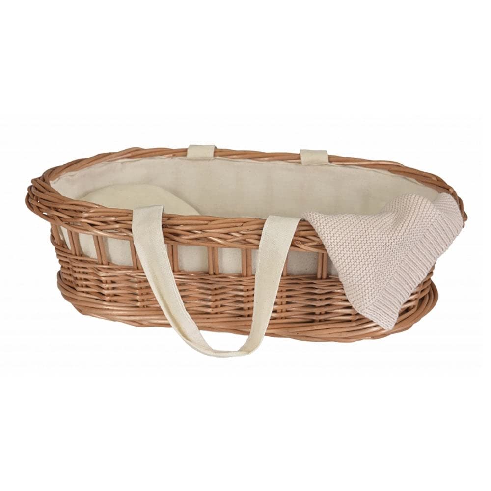 Carrot cot en osier Egmont Toys avec sa couverture en tissu raffiné