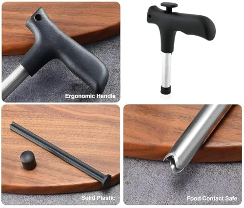 Image of Stainless Steel Coconut Opener Tool with Comfortable Grip Handle, Tender Coconut Opener Set with 2 Bent Straws, 2 Straight Straws and 1 Cleaning Brush (Pack of 1)