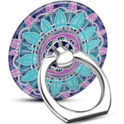 TACOMEGE Printed Bohemian Blue Phone Ring Grip Holder, Mandala Finger Ring Stand for Tablet Cell Phone and Case Cover