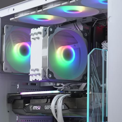 Vetroo V5 White CPU Air Cooler w/ 5 Heat Pipes 120mm PWM Processor Cooler for Intel LGA 1700/1200/115X AMD Ryzen AM4 w/Addressable RGB Lighting Sync - Image 9