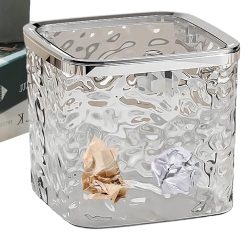 Cubo de basura de oficina, cubo pequeño | Cubo de basura de mostrador | Cubo de basura de baño con tapa emergente antiolor para tirar telas esponjosas y almohadillas de algodón