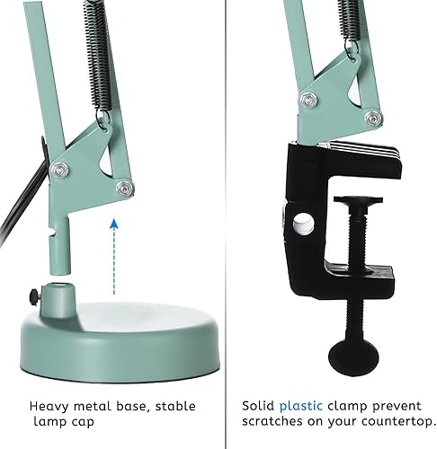 Miniatura 4 de Lámpara de escritorio LED con abrazadera, lámpara de escritorio con brazo oscilante con 1 bombilla LED fría de 6500 K, lámpara de mesa ajustable,