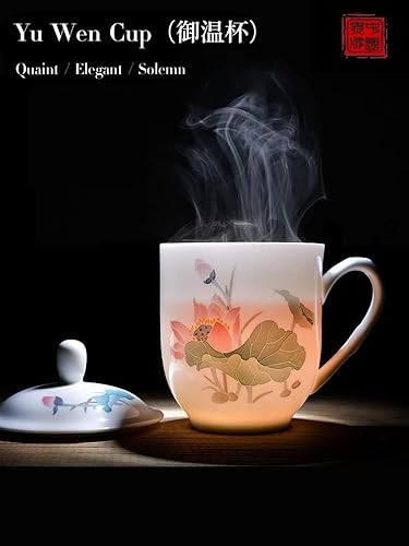 Miniatura 3 de Taza de té de porcelana china, tazas de té pintadas a mano bajo vidrio, taza de café de doble pared, tazas de café con capa aislada, regalo para los