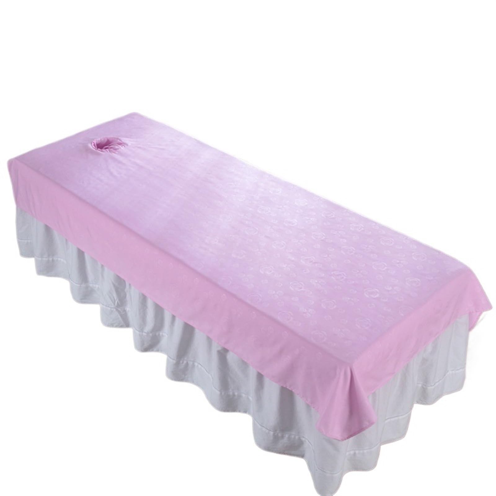 Juego de 5 sábanas de belleza con estampado de rosas, sábanas de spa for masajes, antiarrugas, de secado rápido, funda for mesa de cama con orificio(Pink)