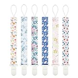 Babeine Floral Pacifier Clips 6 Pack Holder Clips for Pacifiers, Binky and Teethers(Flower)