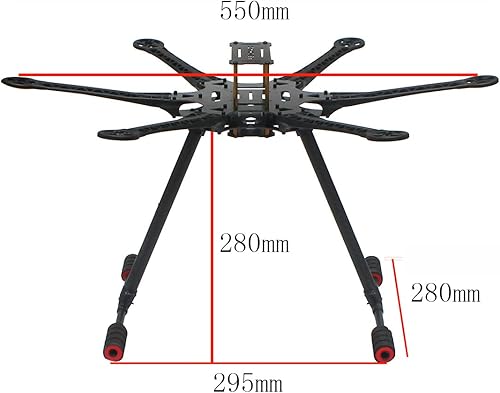 Miniatura 8 de QWinOut Kit de dron hexagonal de 6 ejes de 21.654in para bricolaje, avión UAV con control de vuelo PXI GPS Flysky FS-i6 control remoto 9443 hélice