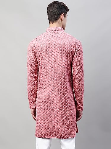 Image of Jompers Men's Regular Fit Cotton Chikankari Embroidered and Sequence Kurtas