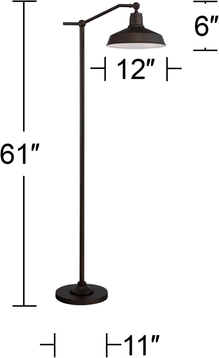 360 Lighting Kayne Rustic Farmhouse Floor Lamp Standing 61" Tall Satin Bronze Metal Downbridge Shade for Living Room Reading Bedroom Office House Home Decor