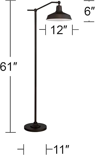 Miniatura 4 de 360 Lighting Kayne - Lámpara de pie rústica de 61 pulgadas de alto, bronce satinado, pantalla de puente descendente de metal para sala de estar,