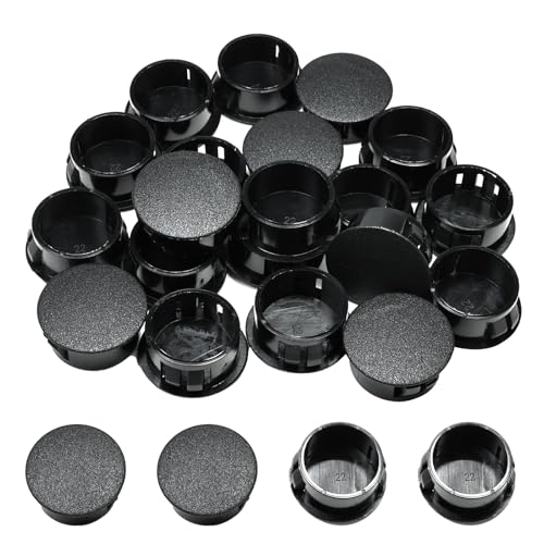 Image of 30PCS 7 /8 In /22 mm Plastic Plug for Round Hole, Flush Type Panel Plugs Tube Fastener Cover, Round Snap in Locking Tubing Plug, Plastic Covers for Furniture Kitchen Cabinet