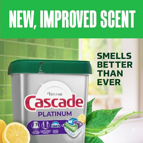 Image of Cascade Platinum Dishwasher Pods, Dishwasher Detergent, Dish Detergent Soap, Lemon, 34 Count (Pack of 6)