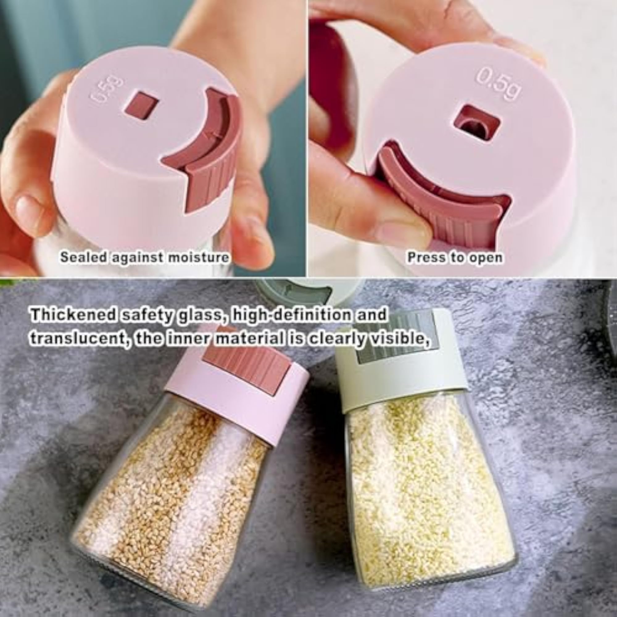 Push Type Salt Dispenser Bottle Set, 2 Pcs