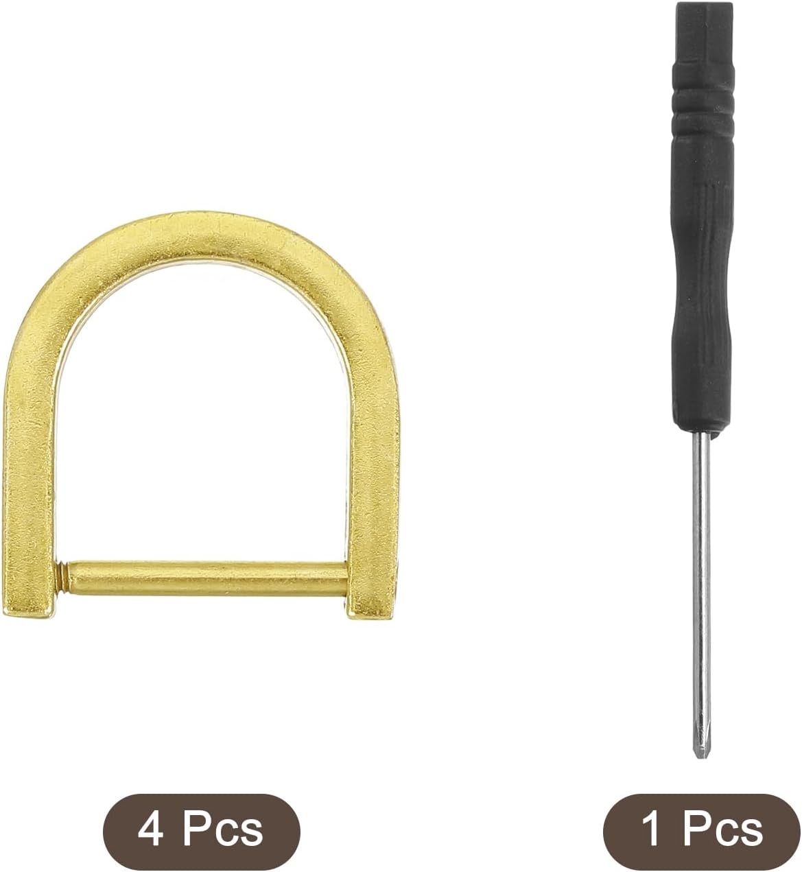 uxcell D-Rings Screw in Shackle, Zinc Alloy Horseshoe U Shape D Ring Buckle Purse DIY Leather Craft Keychain - Image 3