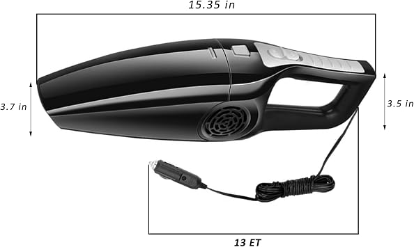 QISHENG-5 in 1 Wet/Dry Handheld Corded Car Vacuum Cleaner, 12V DC with Set of Cleaning Sets, Strong Suction & Lightweight. (Black)