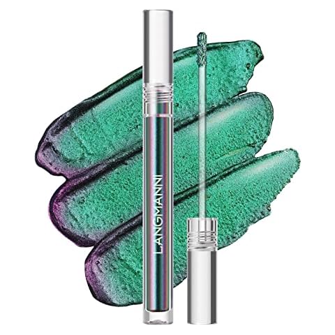 Liquid Glitter Eyeshadow LANGMANNI Chameleon Eyeshadow Makeup,Metallic Changing Long-lasting Holographic Glitter Multichrome Eyeshadows (A-Peacock) Cover