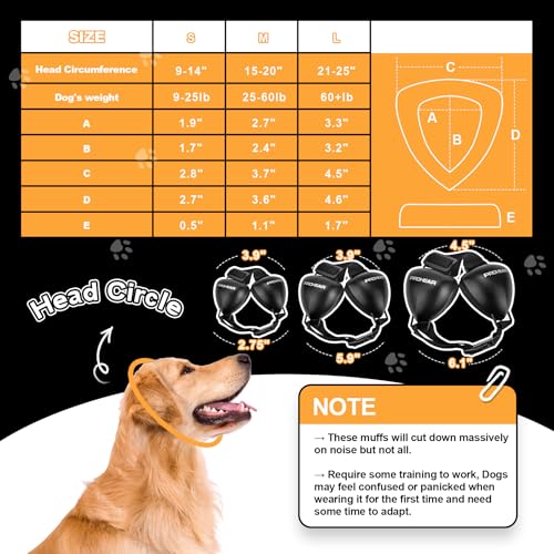 Image of PROHEAR Ungrade GEL Pads Dog Ear Muffs Hearing Protection for Dogs, NRR 28dB for Thunder, Hunting, Tourism,Large - Black