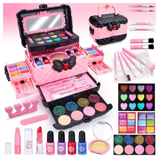 Chennyfun Kit de Maquillaje Niñas, 53 Piezas Kit de Maquillaje para Niñas Lavable, Juego de Maquillaje Seguro y No Tóxico, Cosméticos Lavables, Regalo de cumpleaños y Navidad para niñas de 4-8
