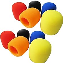 High Quality Multi color foam for ball shape microphones. Protect your microphone against wind interference and singers' spit. Attention: Just for handheld stage microphones only.Not for headset microphones. 2.9" Height , 2.5" Width , 1.4" Caliber .S...