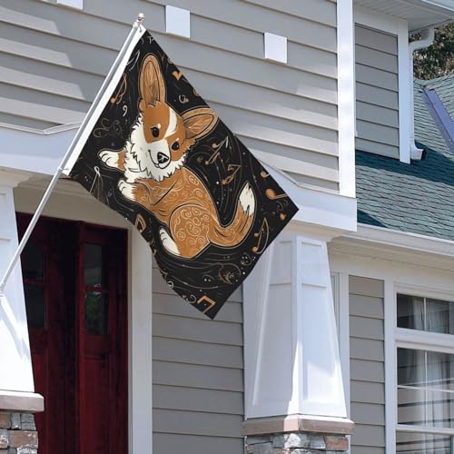 Drapeau de bienvenue Corgi double face pour entrée maison