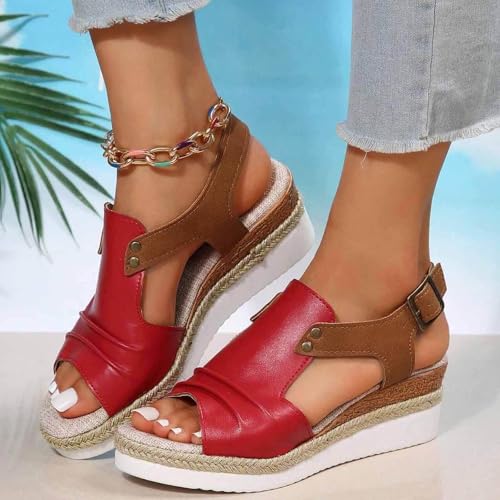 Summer Wedge Sandals for Women 2025,Wide Width Wedges for Women Dressy,Platform Sandals,Wedge Ankle Strap Open Toe Shoes,Orthopedic Walking Slip On Shoes2