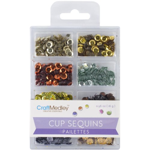 Multicraft Imports Craft Medley GC457J Cup Sequins, 7mm, 16g, 8 Colors, Metallics