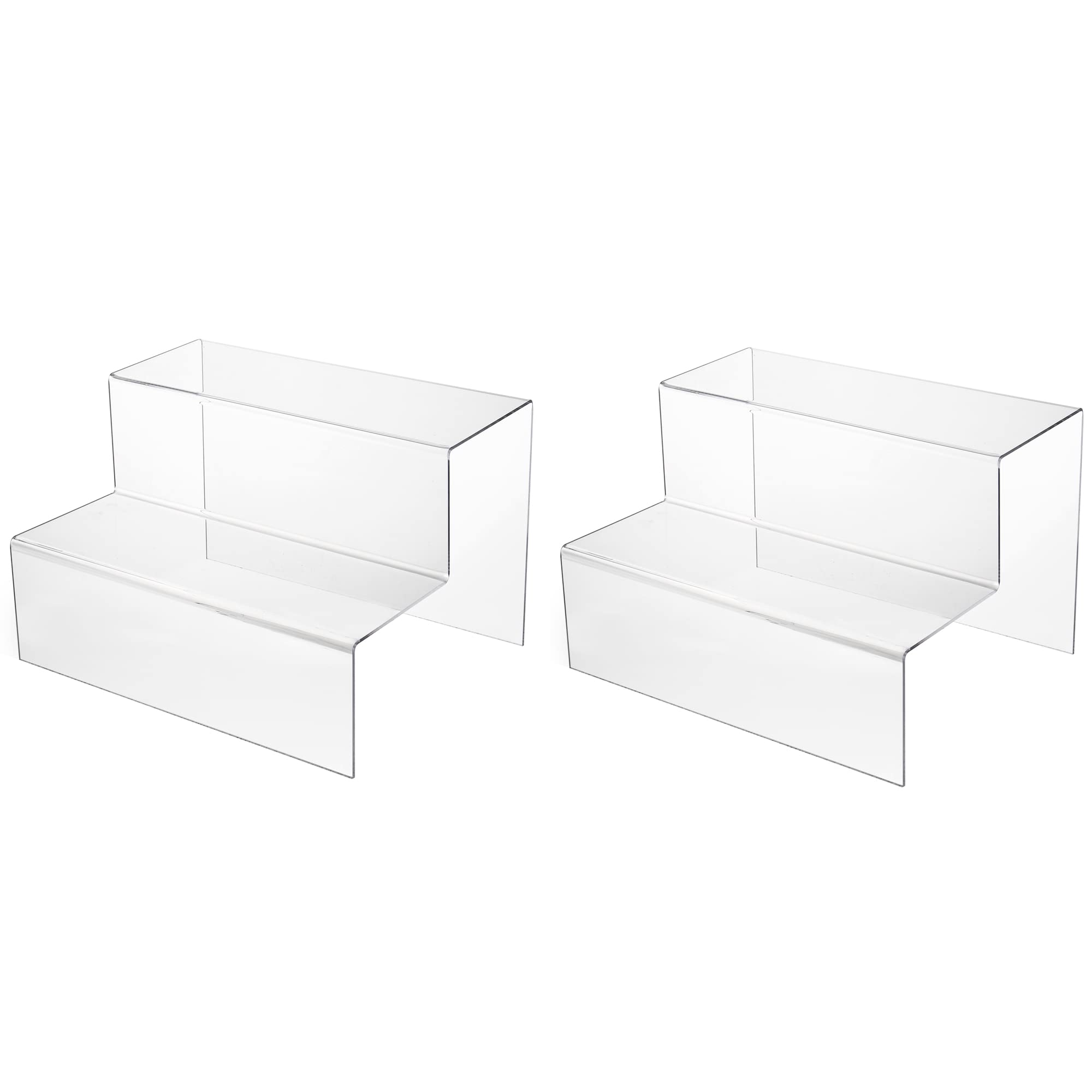 display4top 3 Step Acrylic Display Stand Counter Retail Riser Polish Plinth,2 Pack(200 * 300 * 200 * 2)