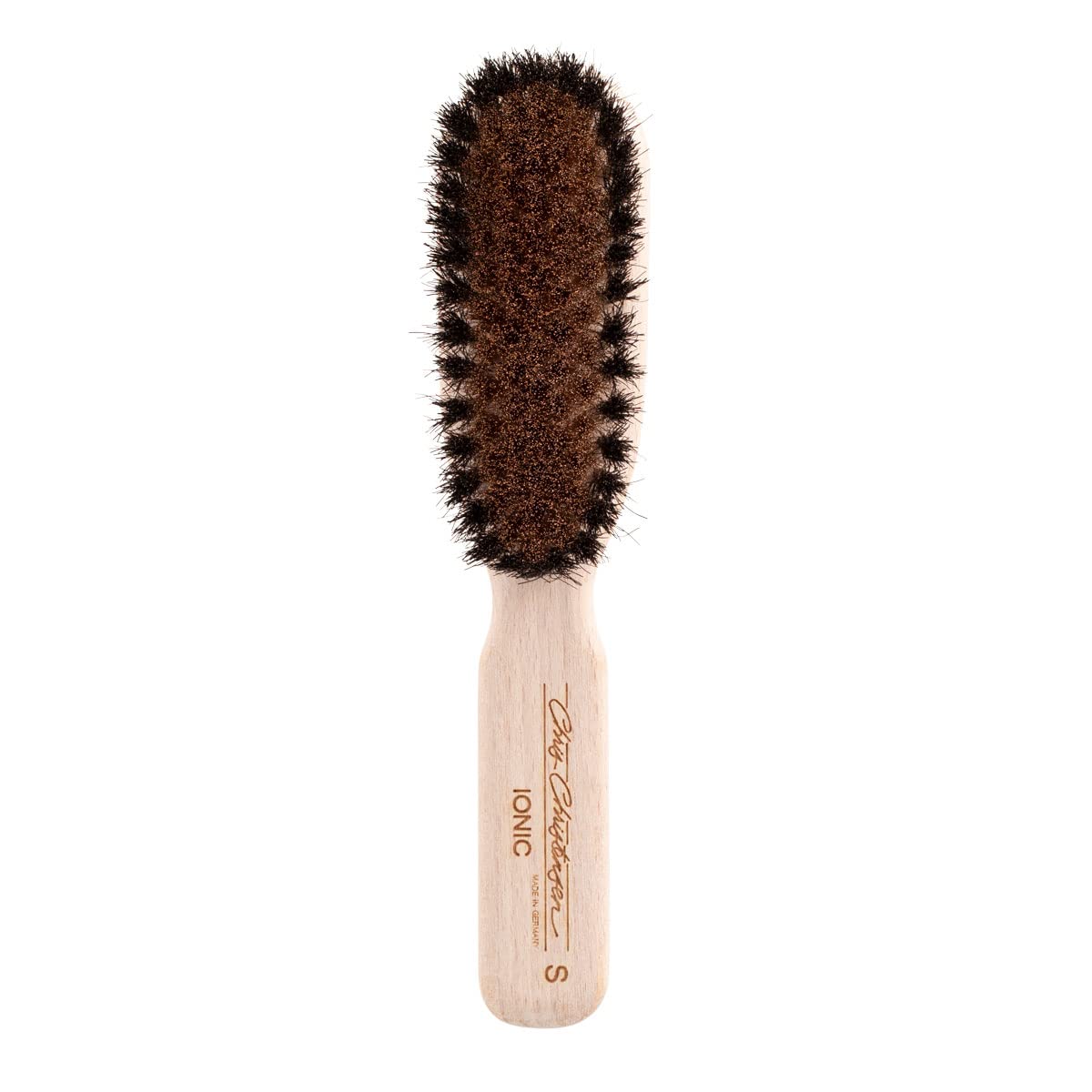 Chris Christensen Boar Dog Brush, Groom Like a Professional, Ionic Series, Brass Bristles, Positive Ionic Charge Pulls Debris and Dander, Small