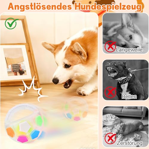 Dog Calming Ball, Anti Stress Ball Hund, Hundeball mit Handle, Antistressball Hund, Haltbares Hundespielzeug mit Quietscher Interaktives Hundespielzeug Balls für Mittlere Große Hunde, Indoor & Outdoor