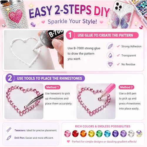 Cristales con bolígrafo y pinzas para manualidades: kit de 24000 piezas y 24 colores de 3 mm 5