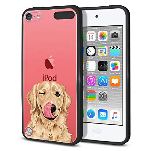 FINCIBO Case Compatible with Apple iPod Touch 5 6 7th Gen 2019, Slim Shock Absorbing TPU Bumper + Clear Hard Protective Case Cover for iPod Touch 5 6 7 - Cute Winking Golden Retriever
