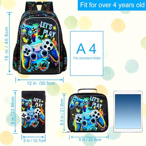 KLFVB 3PCS Dinosaur Backpack for Boys, 16" Kids Bookbag and Lunch Box, Preschool Backpacks for Elementary Students4