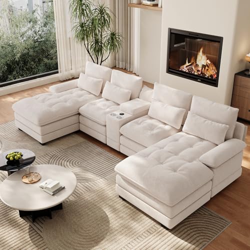 BEQAI 134"U Shaped Sectional Couch for Living Room, Modern Chenille