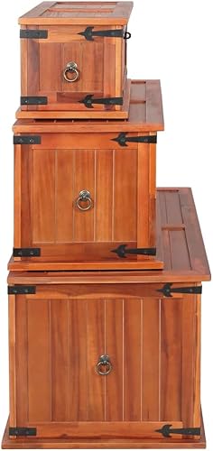 Miniatura 18 de Baúl de almacenamiento de madera con dos asas laterales, baúles y baúles de almacenamiento de madera maciza para dormitorio, caja de almacenamiento