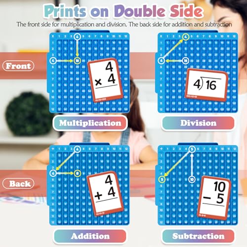 Image of Torlam Math Flash Cards + Math Board, Multiplication Flash Card Times Table Chart, Math Manipulatives Division, Addition, Subtraction Games Toys for Kids, 1st, 2nd, 3rd, 4th, 5th, 6th Grade