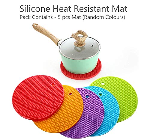 Image of Store2508 Microfiber Reversible Dish Drying Mat Pack of 3 38x51 Cm Each 5 Pcs Silicone Heat Resistant Mats for Kitchen