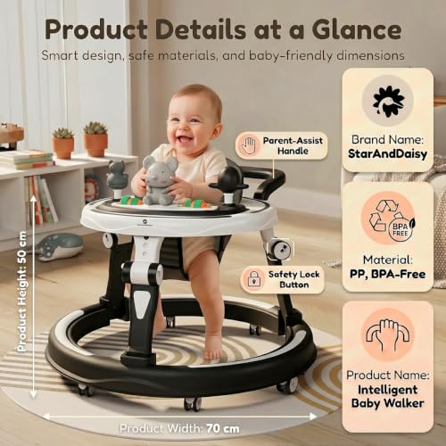 Image of StarAndDaisy Baby Walkers for 9 Months + Or 6-24 Month Baby Boy Girl /360Walker for Kids with 7 Level Height Adjustment /Walker for Baby with Switchable Food & Musical Toy Tray.