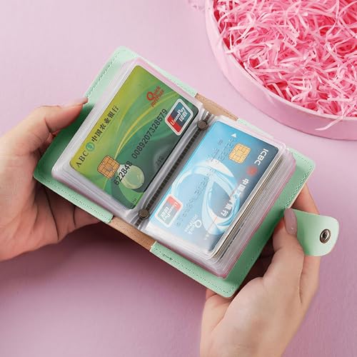 Image of Kraptick Card Holder Wallet - Slim Credit Card Holder, Visiting Card Organizer, Multi Slot Pocket Card Wallet with Secure Closure, Compact Travel Card Case (Green Printed)