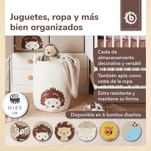 Miniatura 2 de Bieco Cesto Para La Colada De Bebé Erizo, Gran Cesta De Almacenamiento Para Niños, Algodón Y Resistente Al Agua, Almacenamiento Para Habitación Infantil, Cesta De Juguetes Para Niñas
