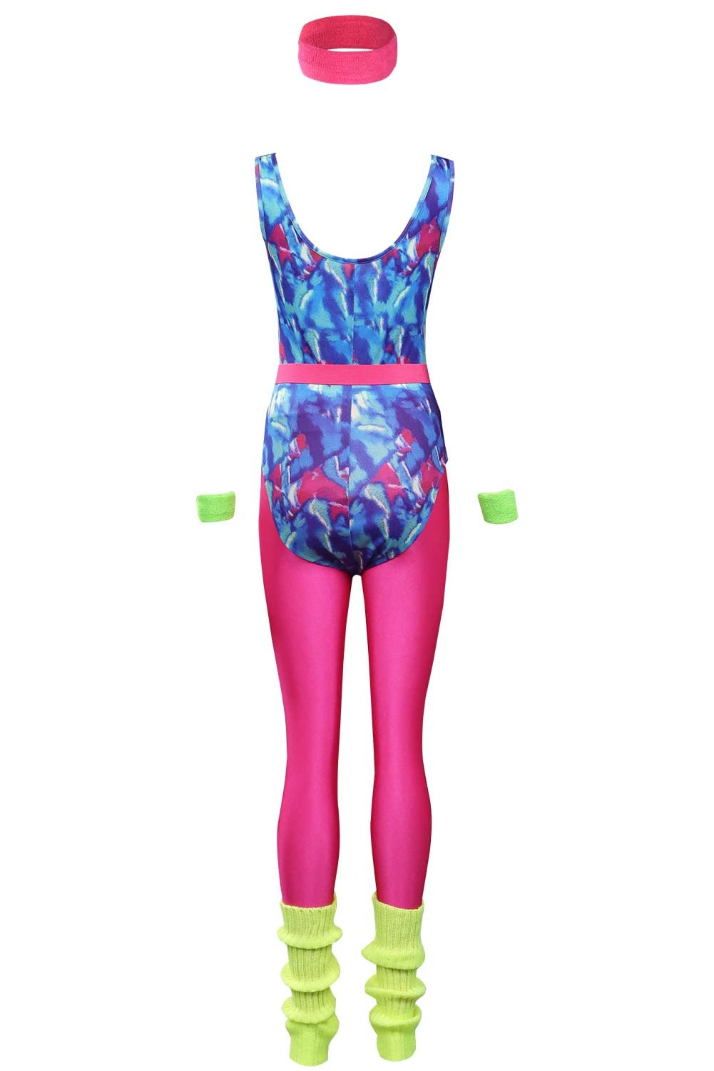 Costume de fitness des années 80 pour femme - Survêtement rétro - Combinaison de yoga - Avec accessoires - Costume de fête