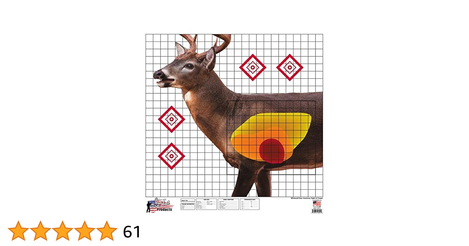 Amazon.com : Pro-Shot Products 25 amazon-com-pro-shot-products-25-x-25-whitetail-deer-sight-in-target-5-pack-multi-one-size-sports-outdoors
