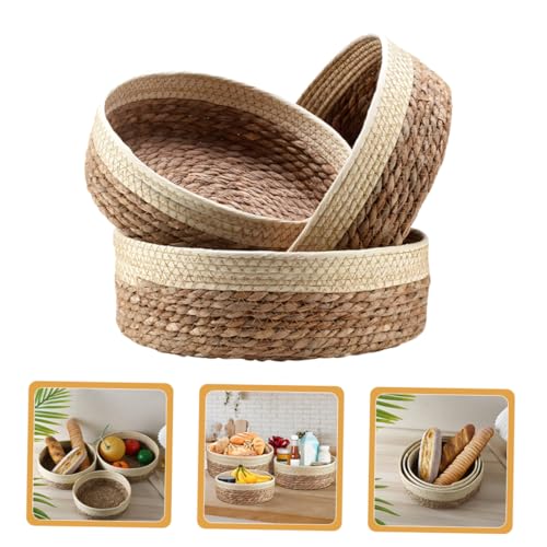 Cestas tejidas redondas PRETYZOOM decorativas para fruta, pan y hogar 6