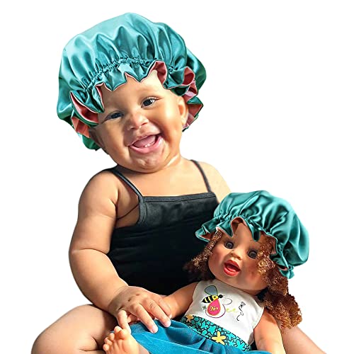 Kids & Dolls Matching Satin Bonnet Set - Adjustable Sleep Cap with Drawstring & Reversible Design