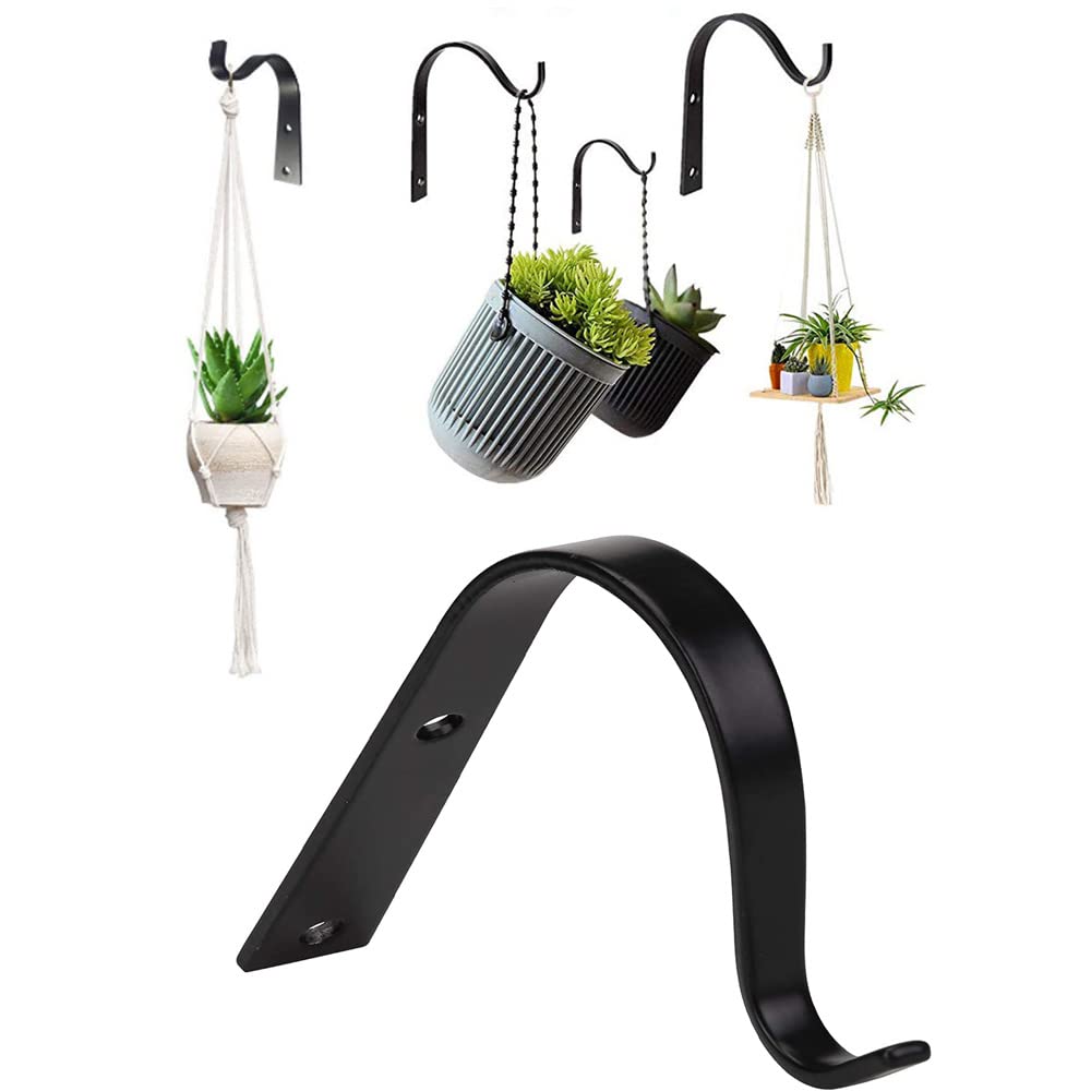4 Crochets De Suspension Murale En Fer Forgé - Forme S, Noir, Pour Paniers Suspendus, Lanternes, Décoration Jardin