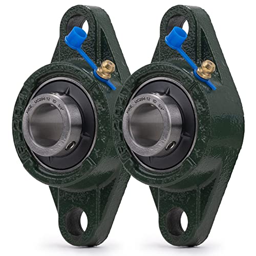 Image of XIKE 2 Pcs UCFL204-12 Bore 3 /4 inch Pillow Block Flange Mounted Ball Bearings. | Solid Cast Iron Base and Self Aligning Chrome Steel Sealed Bearings
