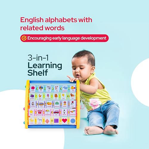 Image of FLYI ABCD Learning Toys for Kids | STEM 3-in-1 Educational Activity Toy Set with Alphabet, Shapes, Tracing & Lacing Board | Montessori Learning Shelf for Boys & Girls, 3+ Years