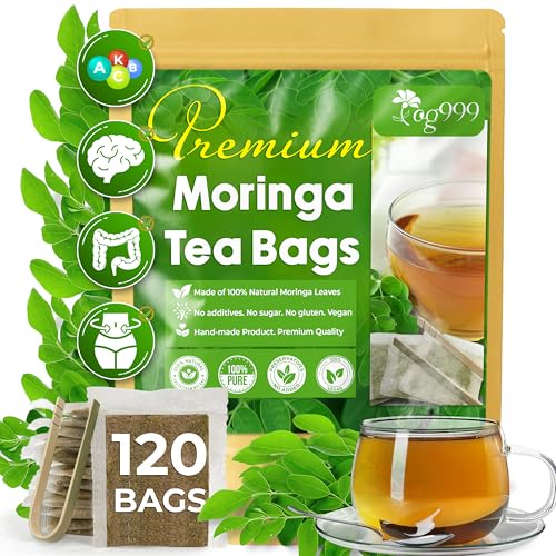 TOG999, Premium 120 Moringa Leaf Tea Bags, 100% Natural & Pure. Loose Leaf Moringa Herbal Tea. No